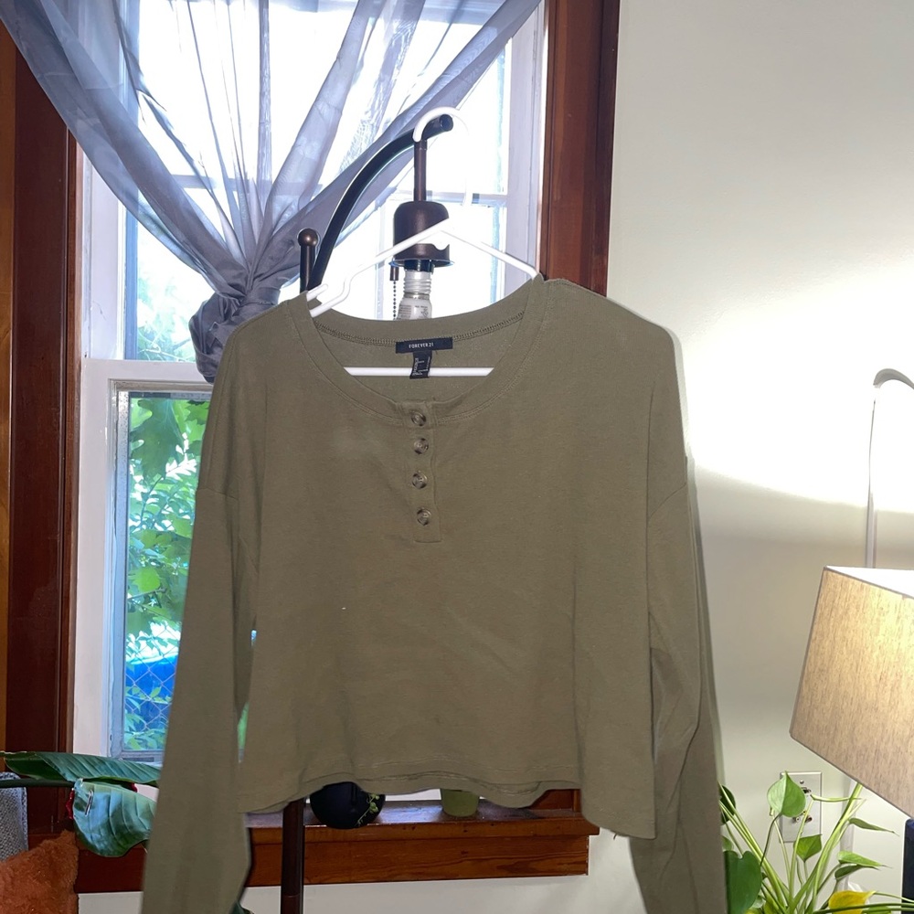 Forever 21 Olive Green Button-Up Women's Blouse